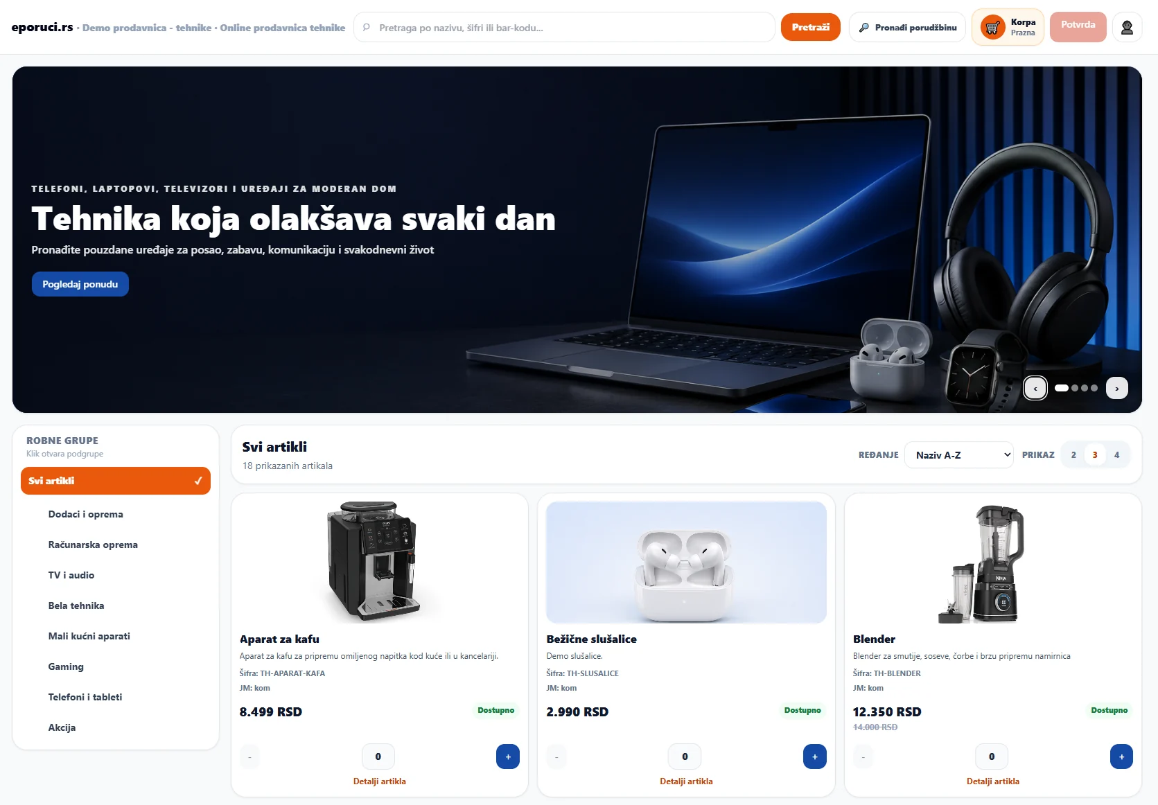 Online poručivanje — primer internet prodavnice