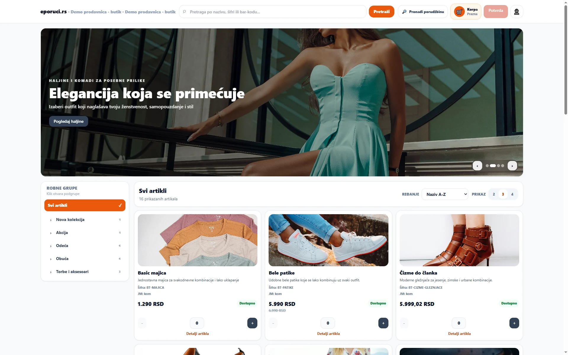 Online poručivanje — butik